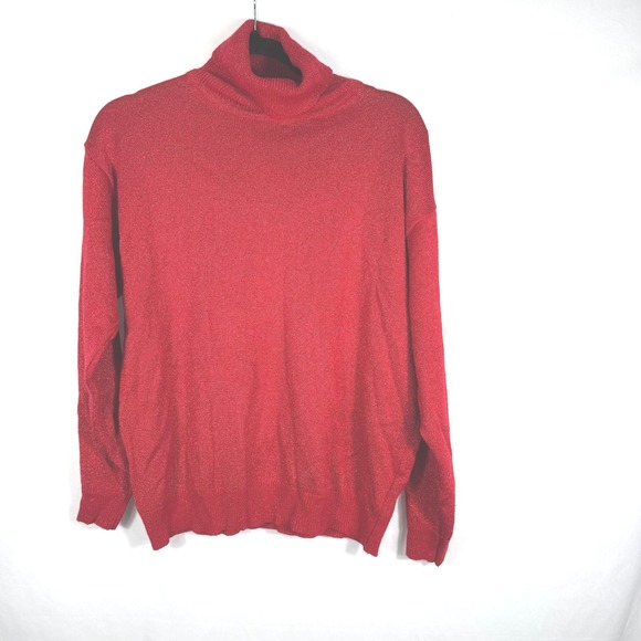 Clifford & Wills Red Metallic Knit Turtleneck Sweater Size L - Picture 4 of 4